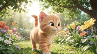 The Kind Little Kitten and the Lost Chick in a Magical Spring Garden