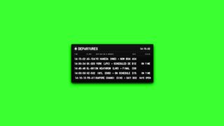 Airport Departures Board Green Screen Animation