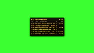 Flight Departures Amber LED Board Green Screen Animation