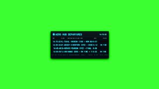 Aero Hub Departures Blue LED Board Green Screen Animation