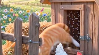 Cute Kitten and Funny Chicken Adventure 🐱🐔 | Adorable Farm Animals