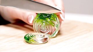 Cutting a Glass Cabbage... Wait for the Sound! 🔪🥬