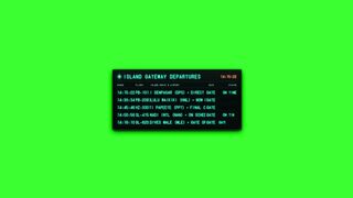 Island Gateway Departures Flight Schedule Animation (Green Screen)