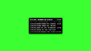 Flight Information Display Green Screen Background Overlay