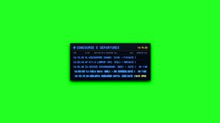 Airport Concourse & Departures Flight Information Display Board Animation