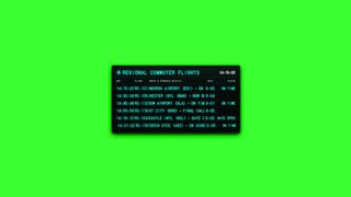 Regional Commuter Flights Schedule Board Animation (Green Screen)