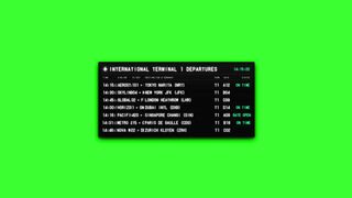 International Airport Flight Departures Board Green Screen Background