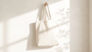 Cotton tote bag hanging