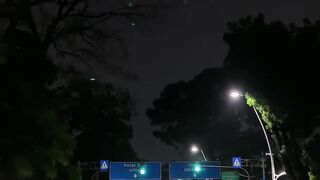 Night street illuminated by streetlights