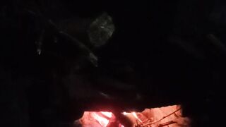 Traditional Bonfire at Night - Rural Campfire in the Village