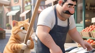 Cat Steals Fish From Fishmonger