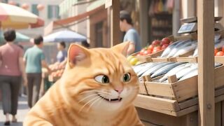 Cat Steals Fish From Market