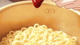 Cooking ramen and kimbab
