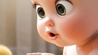 A baby chatting with animals.
