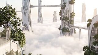 Futuristic Sky City Above the Clouds | Dreamlike Sci-Fi Megacity