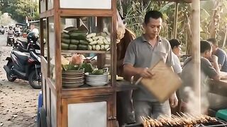 Indonesian Chicken Satay 🇮🇩🍢 | Traditional Street Food POV