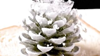 Crushing a Frosted Pinecone into Glittery Ice Spread | Oddly Satisfying ASMR