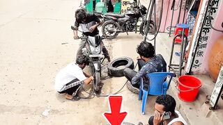 Funny Tyre Inflation Prank & Accident