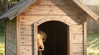 A dog in the morning.