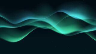 Abstract Glowing Green and Blue Wave Motion Background