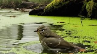 A Tiny Wild Bird Enjoying a Peaceful Forest Pond 🐦🌿 | Nature's Hidden Beauty