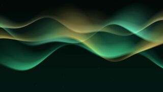 Abstract Glowing Green and Gold Wave Motion Background