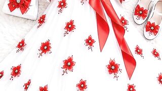 Beautiful red & white floral dress 🌹✨