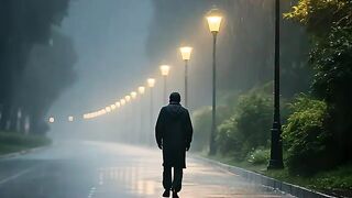 Walking alone in the rain hits different