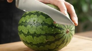 Knife slincing watermelon