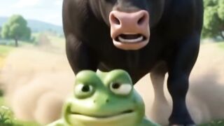 Chubby frog vs bull