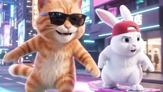 Cat vs Rabbit: Epic Neon Hoverboard Race! 🐱🐰⚡