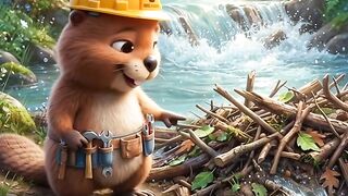 Bobby the beaver building a bridge