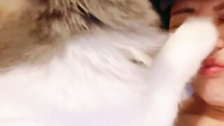 Cat Eating Watermelon! ASMR Crunches! 20