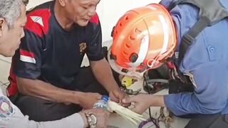 Damkar Tuban Bantu Lepas Cincin Burung yang Lukai Kakinya