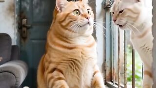 😂 When Your Neighbor Finally Comes Over! 🐱🚪 #FunnyCats
