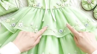 Beautiful Handmade Green Princess Dress 🌿💚 2