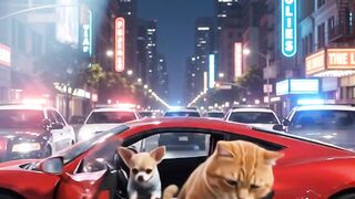 Cat and dog ride car