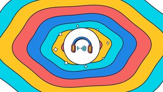 Colorful Retro Headphones Audio Wave Animation