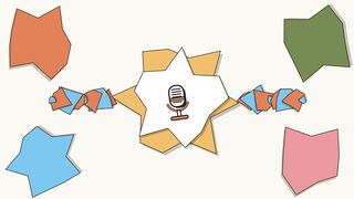Abstract Paper Cut Podcast Microphone Animation