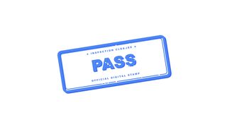 Inspection Cleared Blue "PASS" Official Digital Stamp Animation