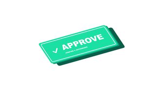 Isometric Green "APPROVE" Verified & Authorized Badge Animation