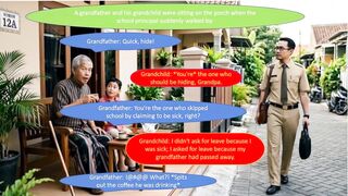 Cute grandfather and grandchild