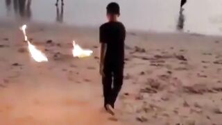 Amazing fire show from 2 boys