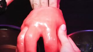 Making scary hand with wax