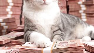 Cat with money