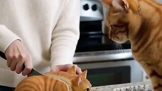 Frighten cat from birthday party Cake cutting