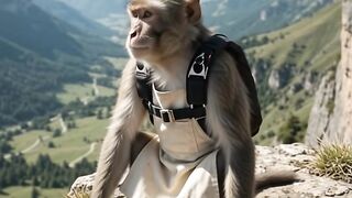 Crazy Monkey Skydiving From a High Hill! 🐒🪂 (Aksi gila monyet skydiving