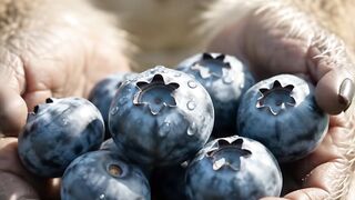 Monkey eating blueberry