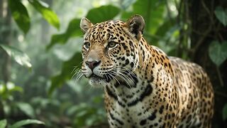 Majestic Jaguar in a Tropical Rainforest