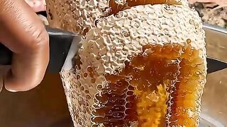 Cutting fresh honeycomb👍👍❤️